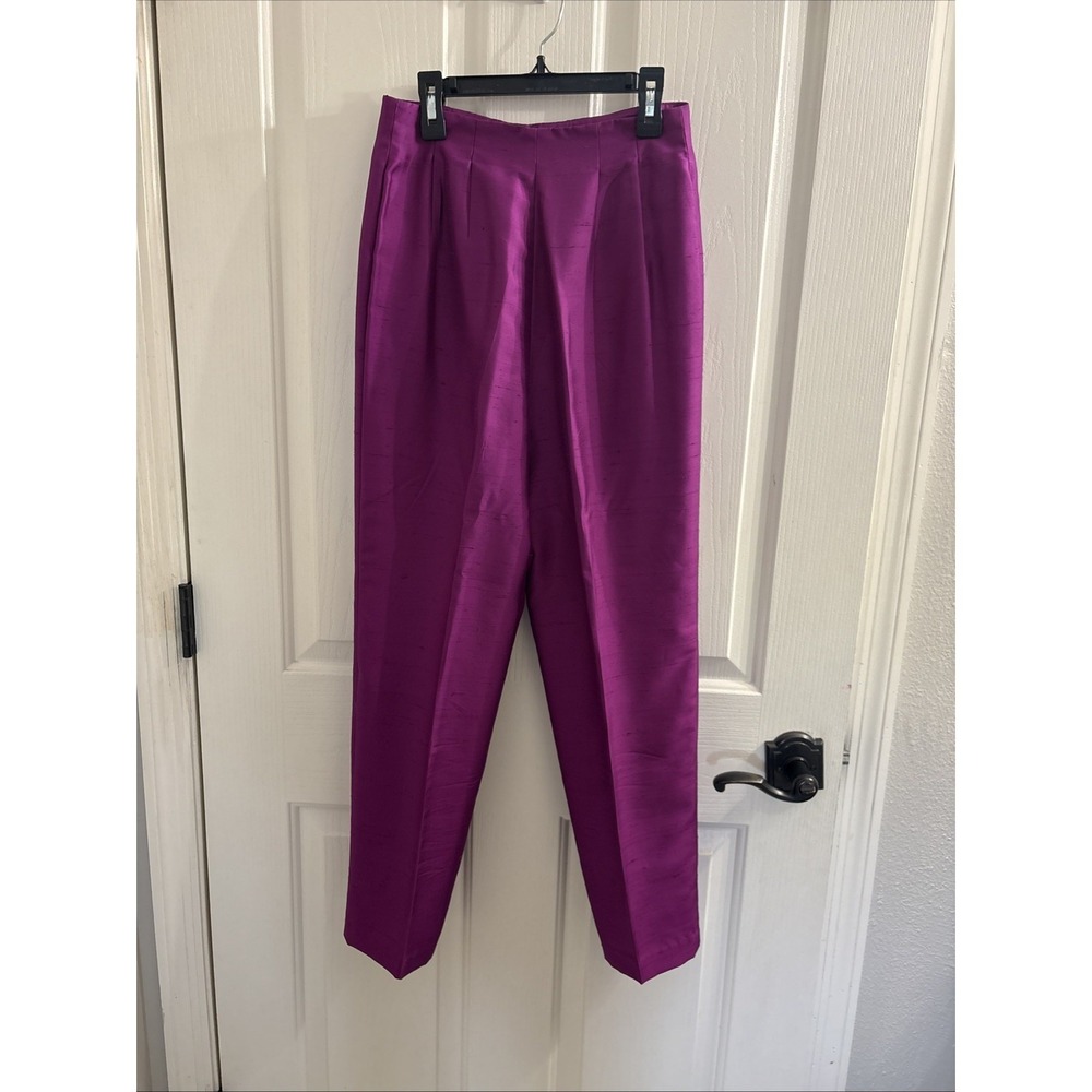 Dana Buchman Women's Silk Magenta 2-piece Pant Suit Vintage Size 4 - Picture 10 of 11